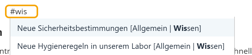 Beispiel zur Verwendung der #-Funktion für interne Links