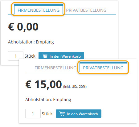 Firmen vs. Privatbestellungen Firmen vs. Privatbestellungen
