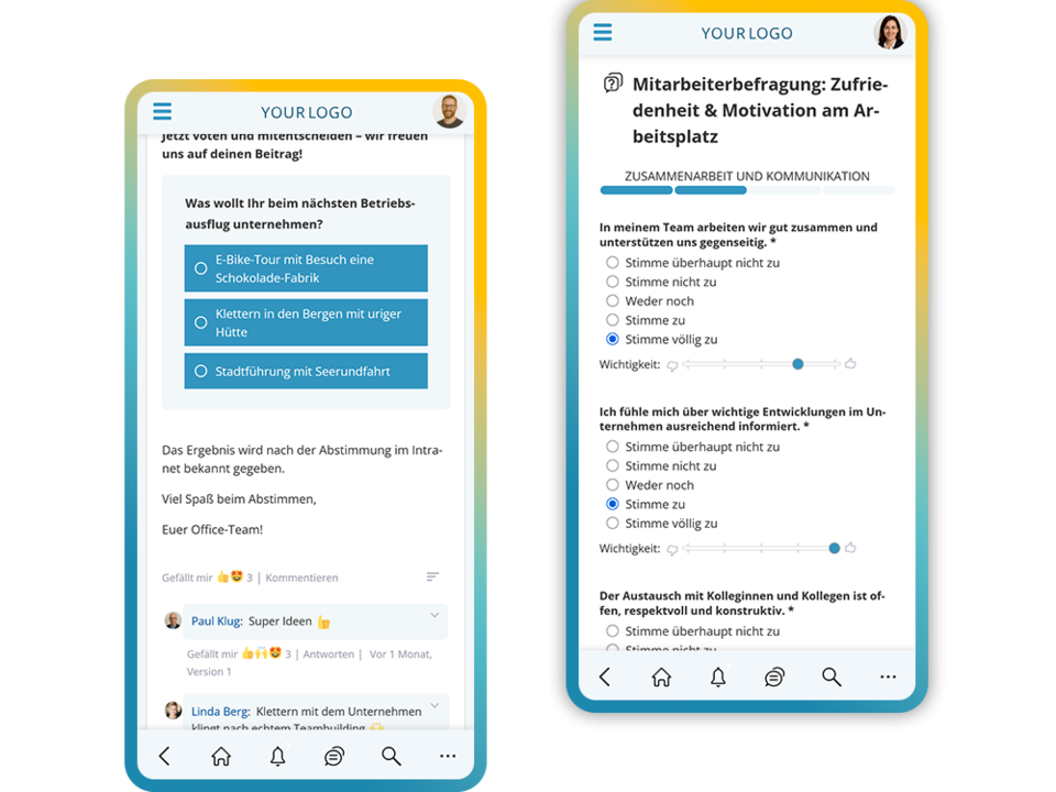 Abstimmungen und Umfragen mit der Mitarbeiter-App durchführen