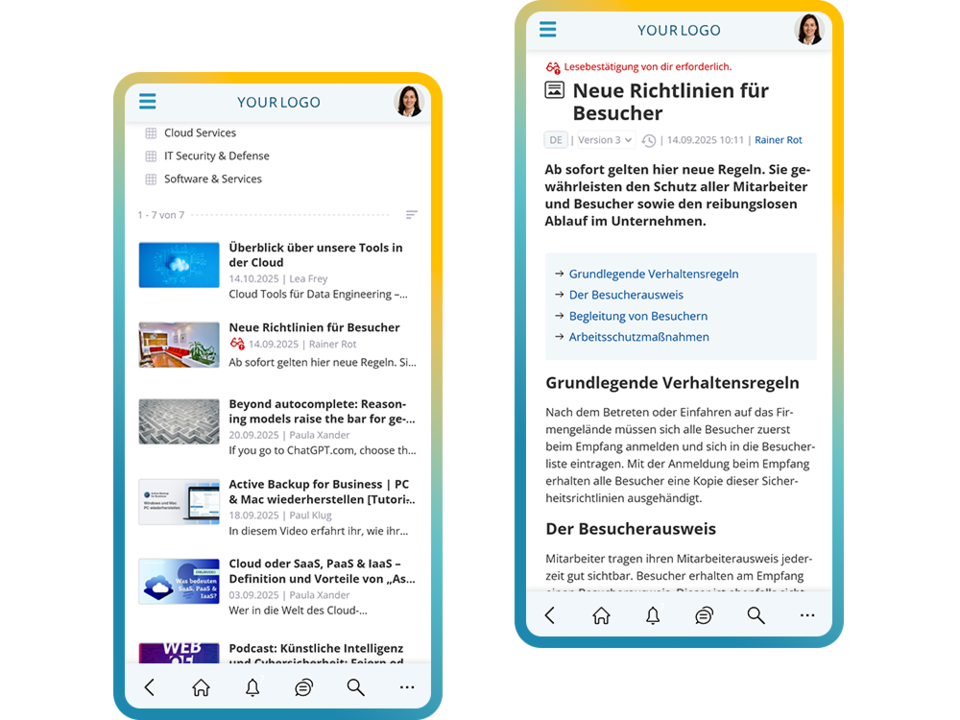 Wissen & Know-how über die Mitarbeiter-App abrufen