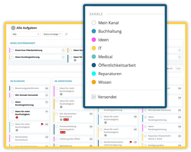 Aufgaben und Tickets auf dem Kanban Board in KenCube