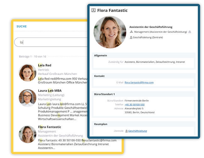 Die schnelle Mitarbeitersuche und übersichtliche Mitarbeiterdarstellung in KenCube
