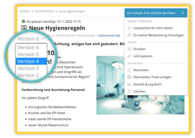 Beispiel zru Versionierung von Elementen in KenCube