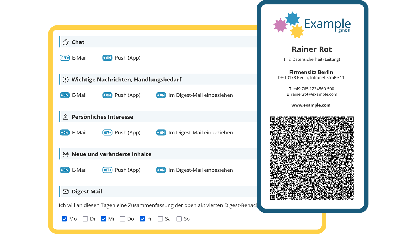 Wichtige Einstellungen kontrollieren und Kontaktdaten via QR-Code teilen
