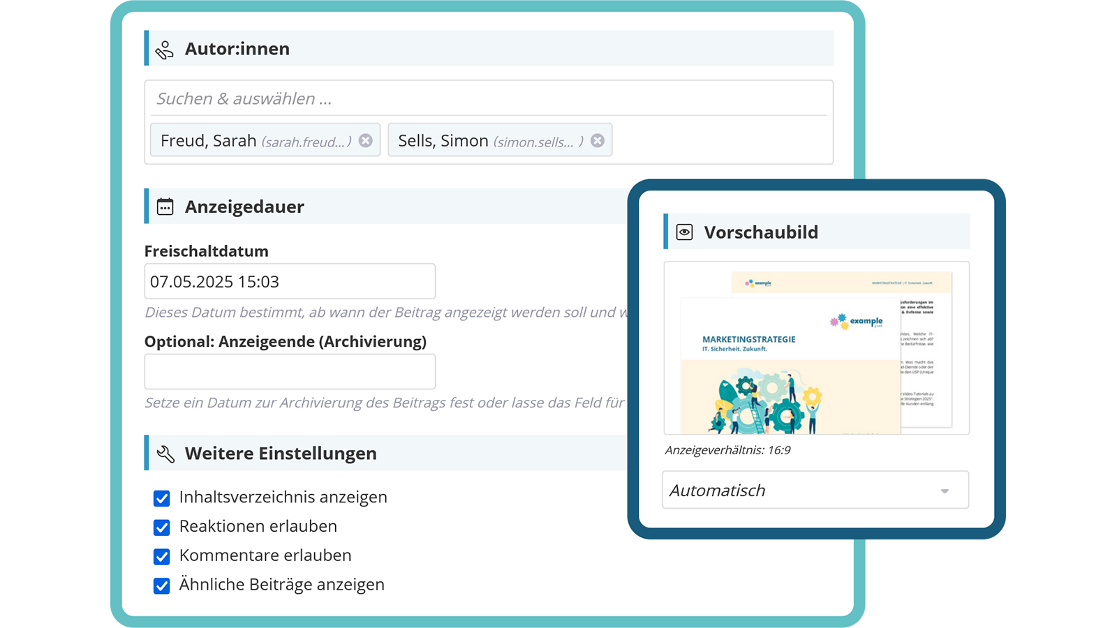 Mehr Überblick durch Vorschaubilder und Meta-Daten