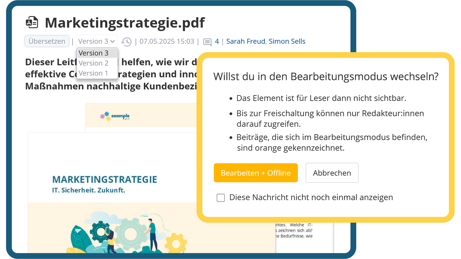 Versionierung der Dokumenten-Beiträge mit Check-Out-Funktion