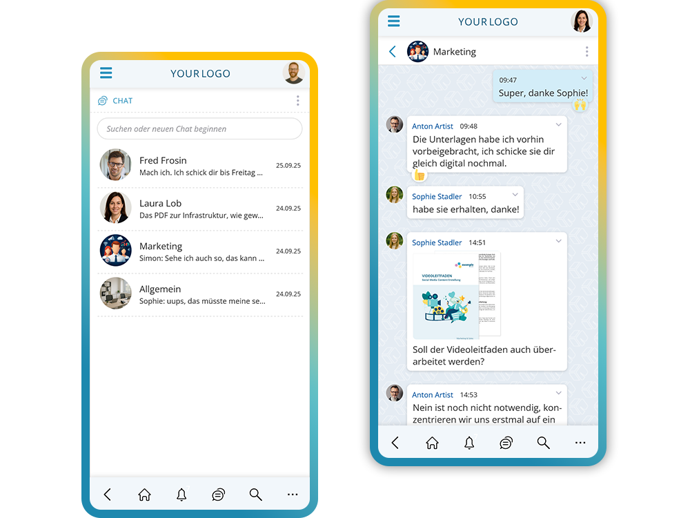 Mit der Mitarbeiter-App datenschutzkonform im Unternehmen chatten
