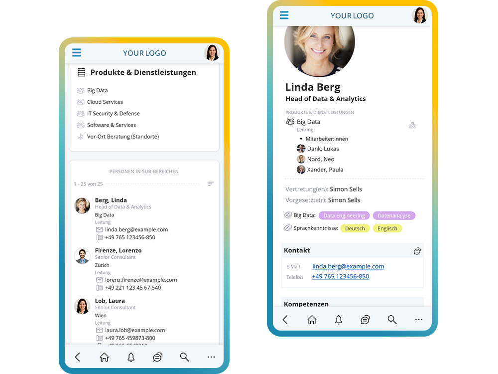 Mit der Mitarbeiter-App die richtigen Ansprechpersonen finden