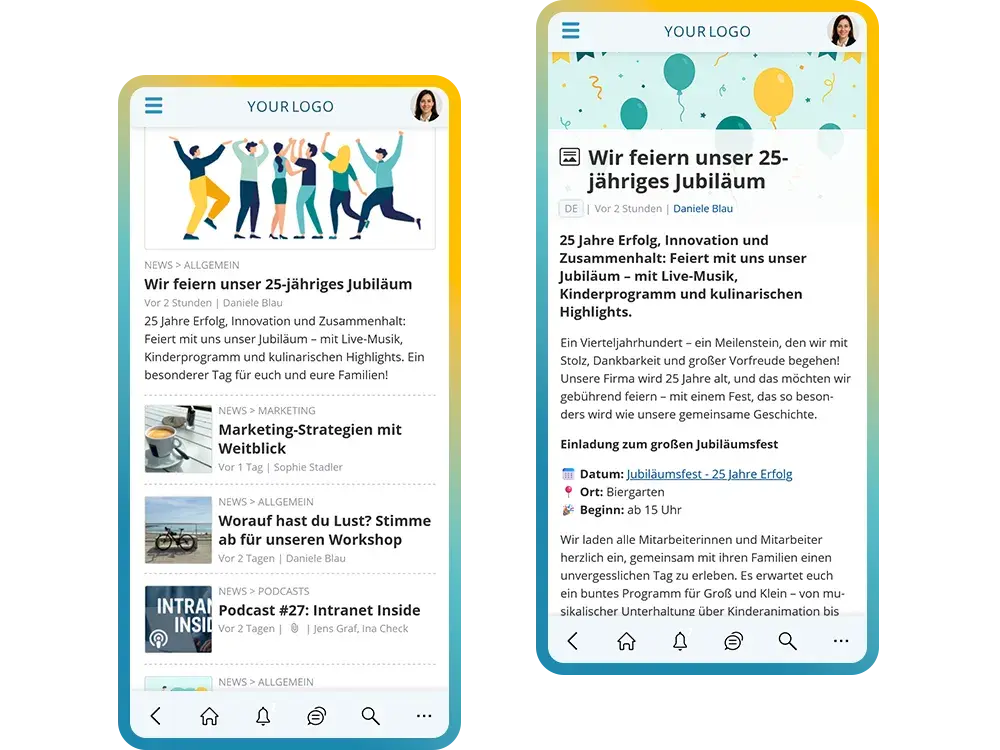 News, Ankündigungen & Team-Updates in der Mitarbeiter-App teilen