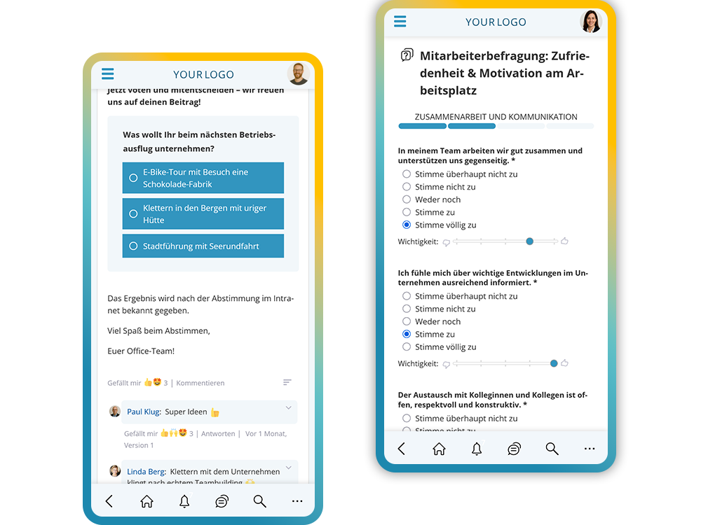 Abstimmungen und Umfragen mit der Mitarbeiter-App durchführen