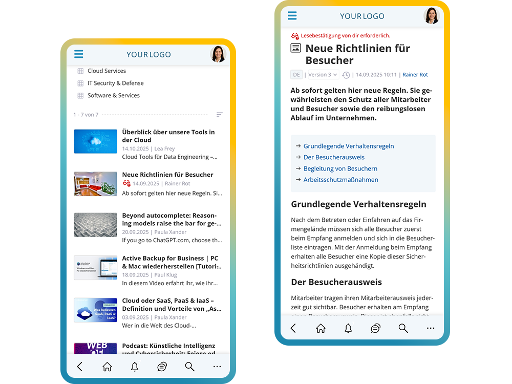 Wissen & Know-how über die Mitarbeiter-App abrufen