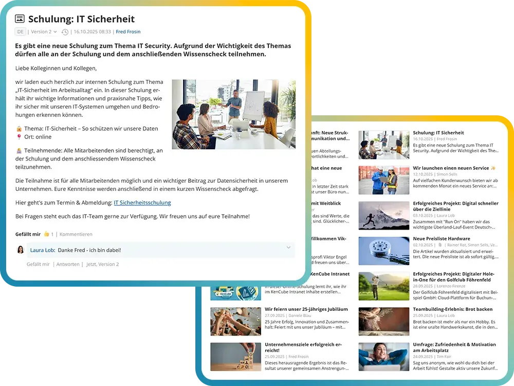 News, Ankündigungen & Team-Updates im Social Intranet teilen