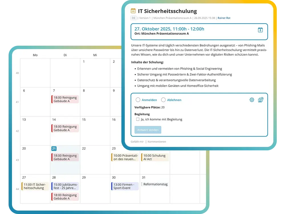 Firmenkalender & Terminbuchungen im Social Intranet organisieren