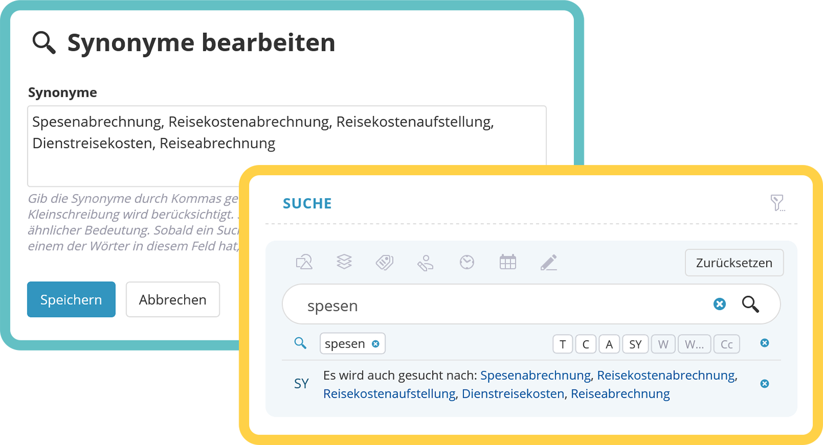 Individuelle, unternehmensspezifische Synonyme definieren