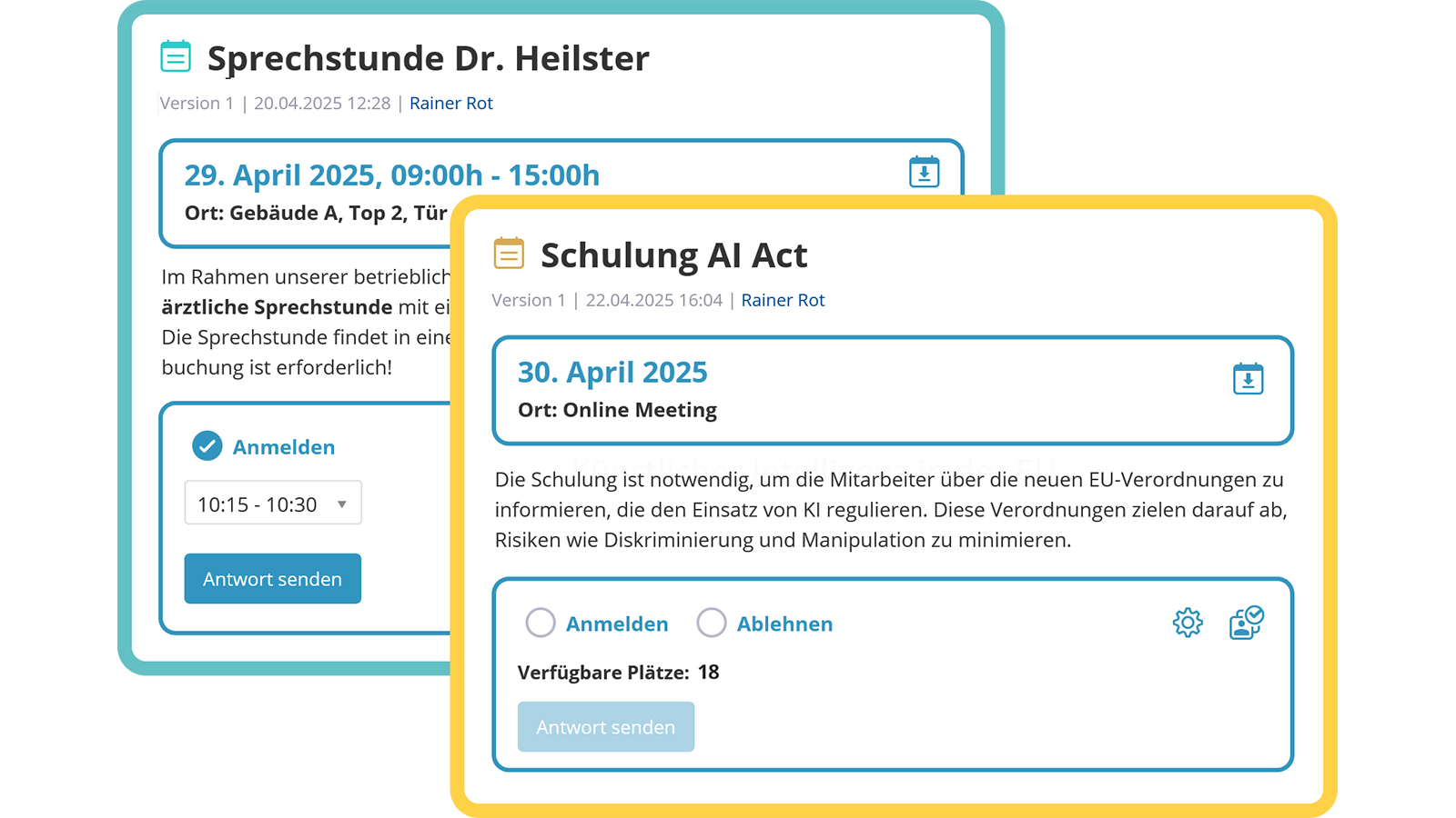 Flexible Organisation und Verwaltung von Terminanmeldungen