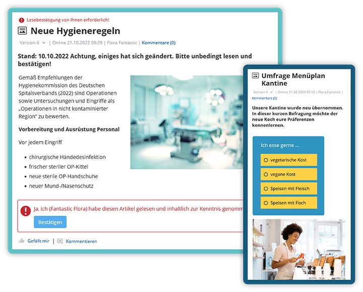 Confirm reading, fill in surveys, like and comment