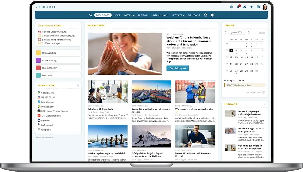 Die Social Intranet Software sorgt für Klarheit und Orientierung im Arbeitsalltag der Mitarbeitenden