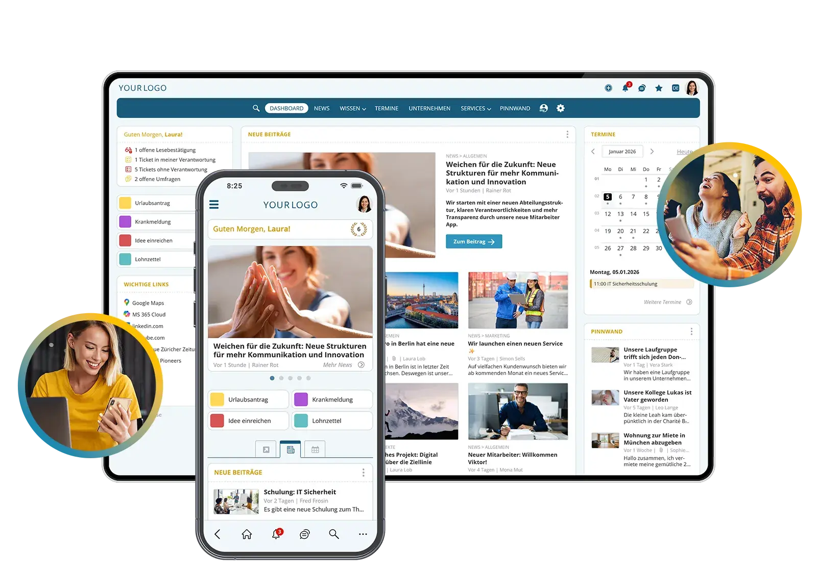 KenCube Suite im Browser am Desktop und in der KenCube‑App am Smartphone