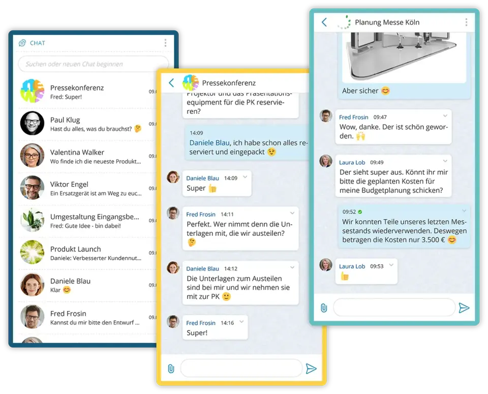 Sichere Kommunikation innerhalb des Unternehmens im Chat des Social Intranets