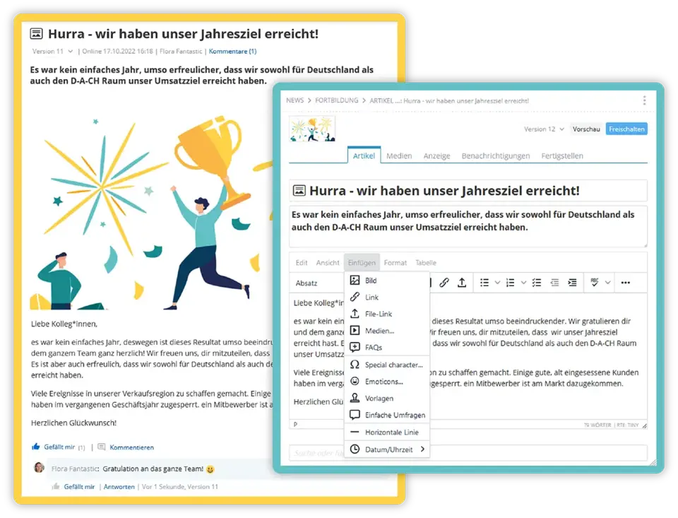 Ein Social Intranet motiviert die Belegschaft und hilft dabei Ziele zu erreichen