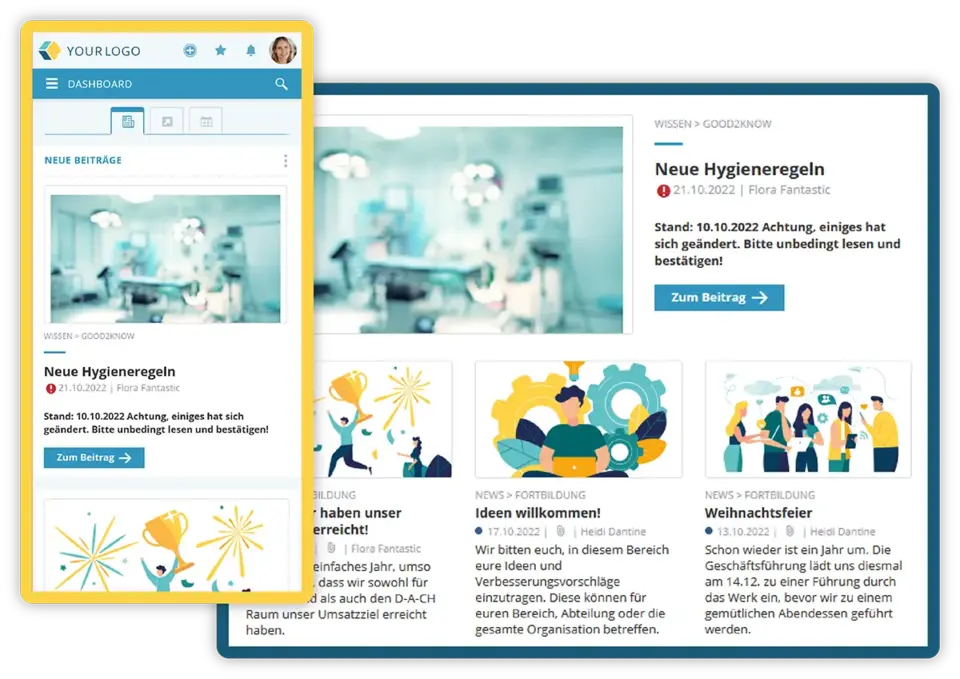 A social intranet distributes news to the workforce in real time